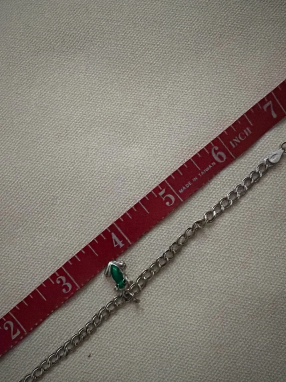 Silver Chain Bracelet with Green Frog Charm